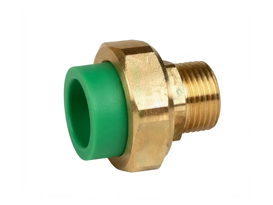 Truflo PPR-C Brass Union Male Threaded 32mm x 1 inch Green PPR Fitting for Hot and Cold Water