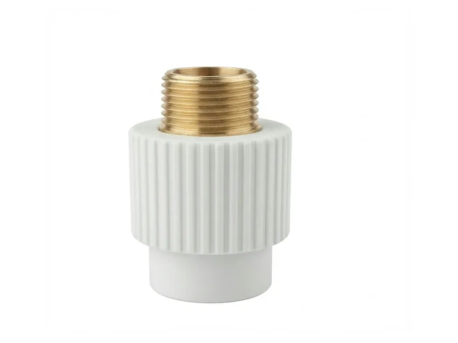 Truflo PPR-C Brass Coupling Male Threaded 20mm x 1/2 inch White PPR Fitting for Hot and Cold Water