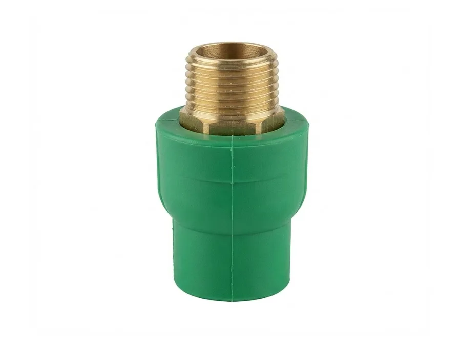 Truflo PPR-C Brass Coupling Hexa Male Threaded 40mm x 1-1/4 inch Green PPR Fitting for Hot and Cold Water