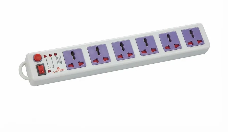 Anchor 6A Spike Guard 6 Universal Socket 1 Switch 1.5m (Model 22579)
