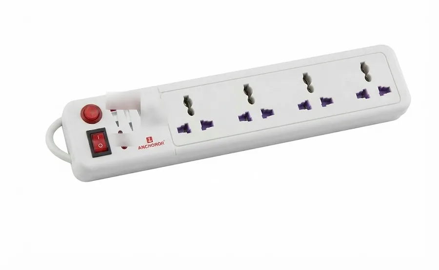 Anchor 6A Spike Guard 4 Universal Socket 1 Switch 4m Cord (Model 22048)