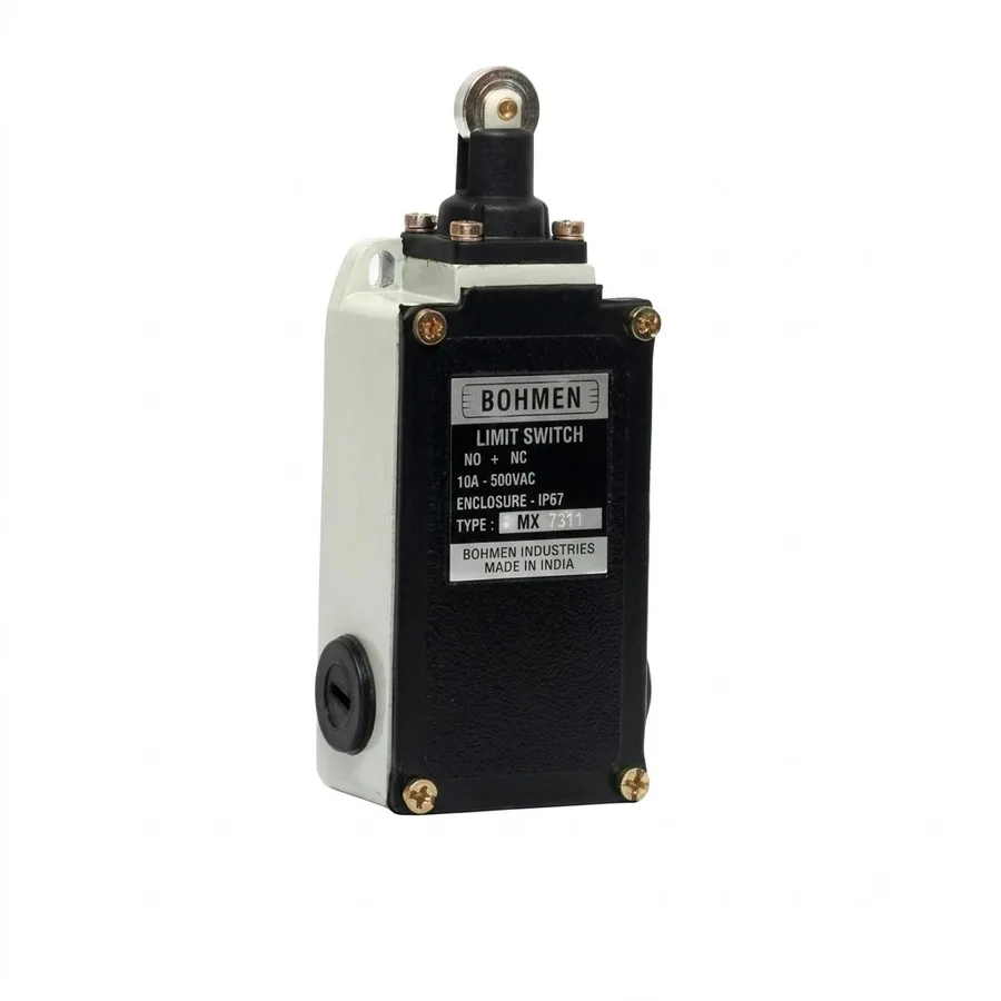 Bohmen GL Series Limit Switch 2MXPR1 - Roller Plunger (IP67 Metal Enclosure, 2NO, Normal Action, 10A 500V AC)