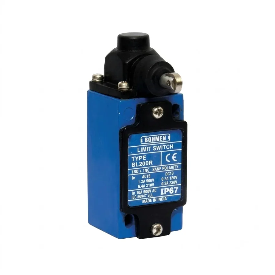 Bohmen BL Series Limit Switch BL200R - Side Push Roller (Ø11mm) (IP67 Metal Enclosure, 1NO+1NC, Snap Action, 10A 500V AC)
