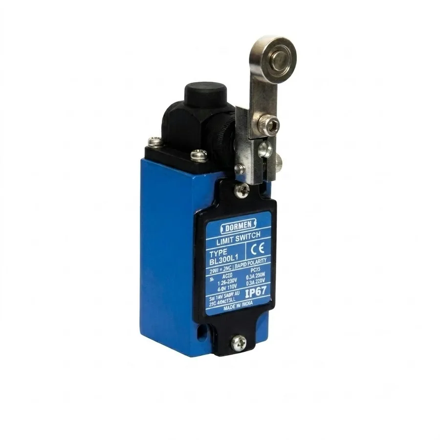 Bohmen BL Series Limit Switch BL300L1 - Rotating Short Lever (38mm) + Steel Roller (Ø19mm) (IP67 Metal Enclosure, 1NO+1NC, Snap Action, 10A 500V AC)