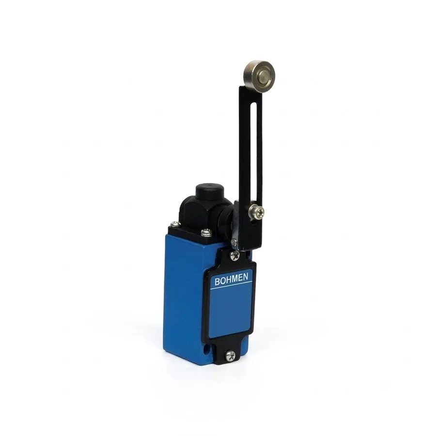 Bohmen BL Series Limit Switch BL600LA - Rotating Adjustable Lever (0-90mm) + Steel Roller (Ø19mm) (IP67 Metal Enclosure, 2NO+2NC, Snap Action, 10A 500V AC)