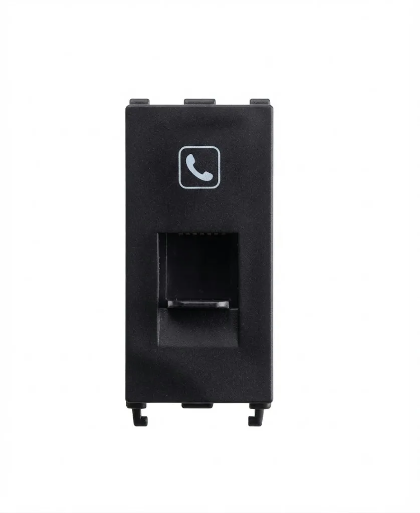 Panasonic Europa RJ11 Telephone Jack Single with Shutter 1 Module Black (Model WIPM2164B)