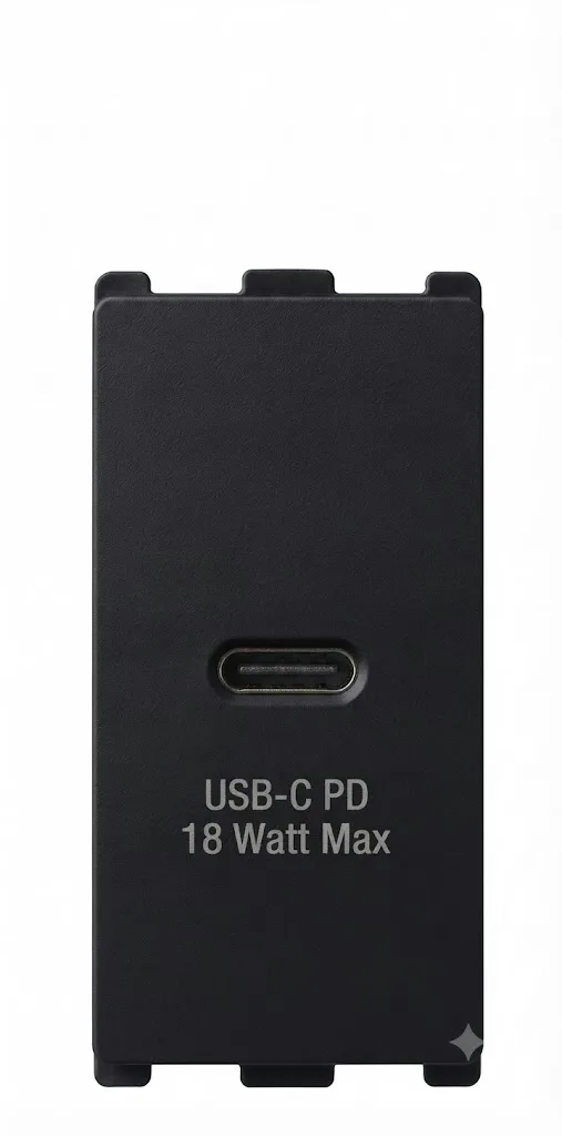 Panasonic Europa 18W USB Power Delivery Charger USB-C 1 Module CRS Certified Black (Model WIPM1443B)