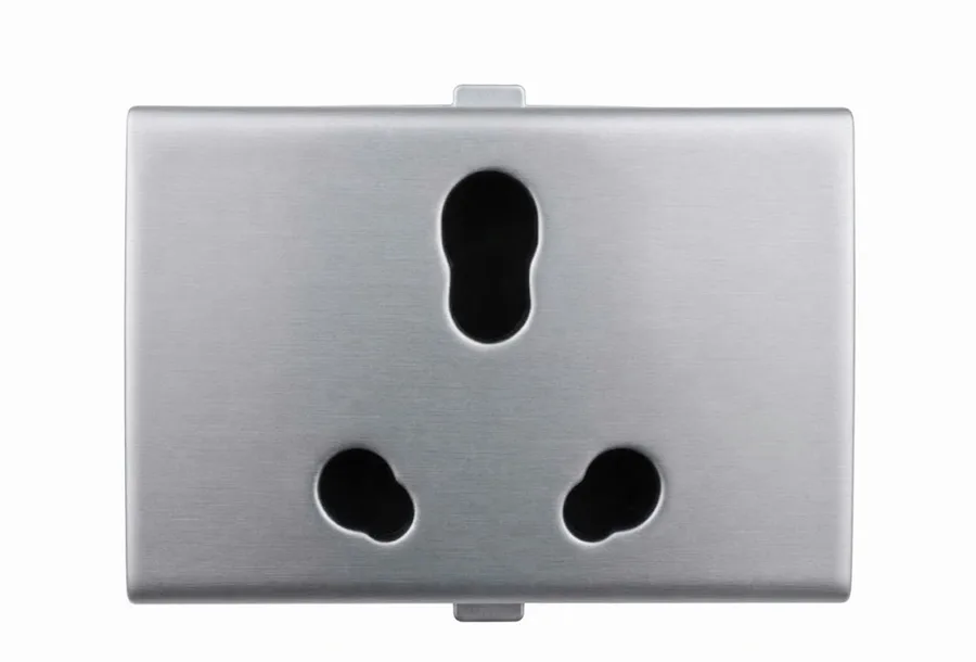 Panasonic Europa 6A/16A Twin Socket with Safety Shutter 3 Module ISI Silver (Model WIPM155314S)