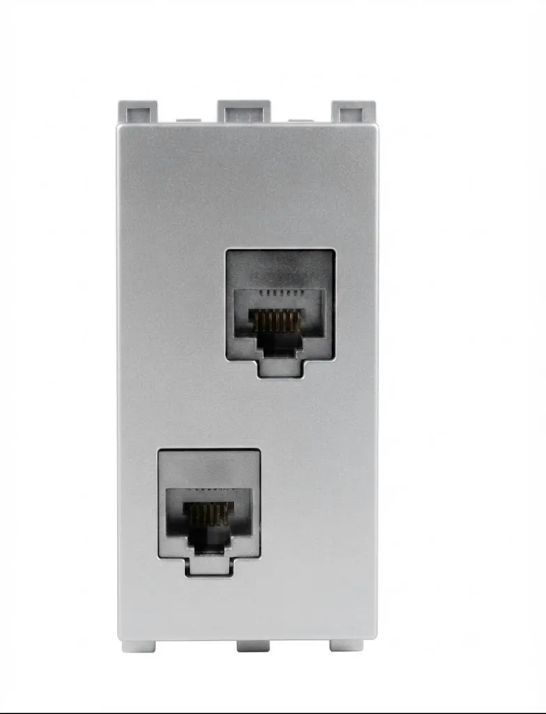 Panasonic Europa RJ11 Telephone Jack Double without Shutter 1 Module Silver (Model WIPM2264S)