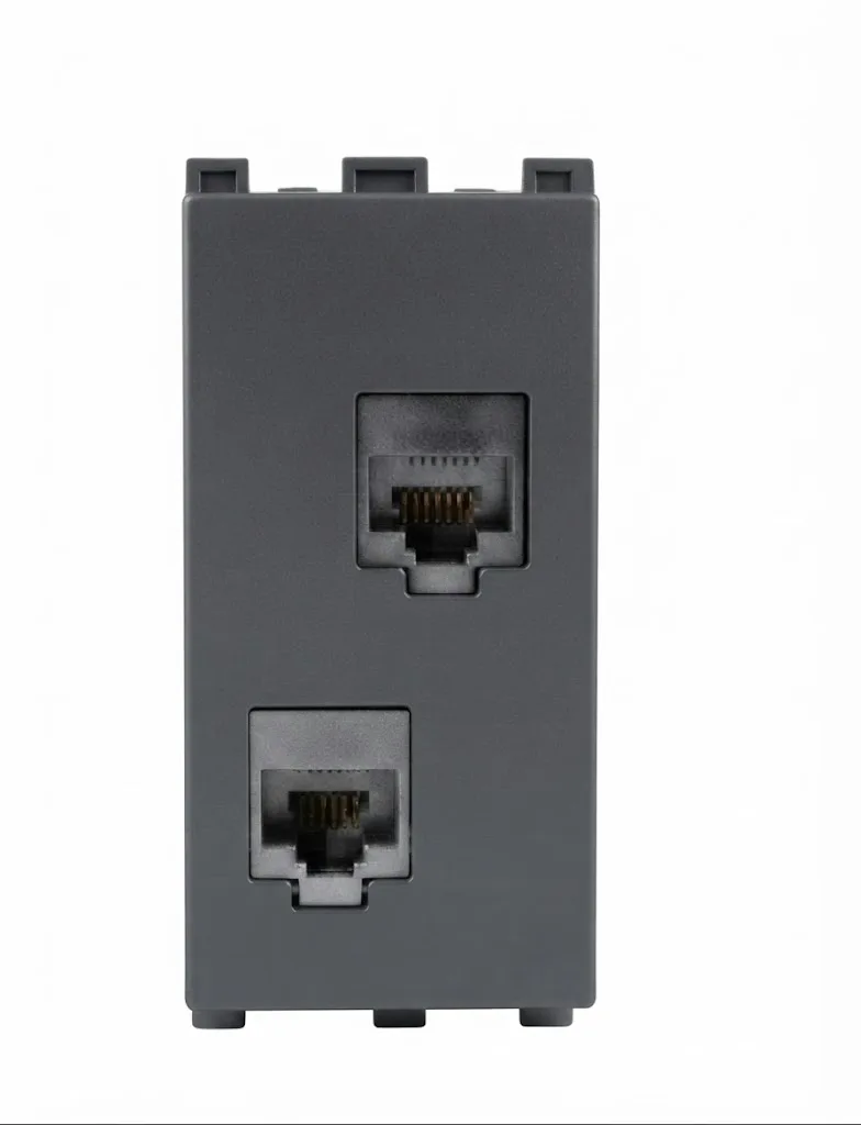Panasonic Europa RJ11 Telephone Jack Double without Shutter 1 Module Graphite Black (Model WIPM2264GB)