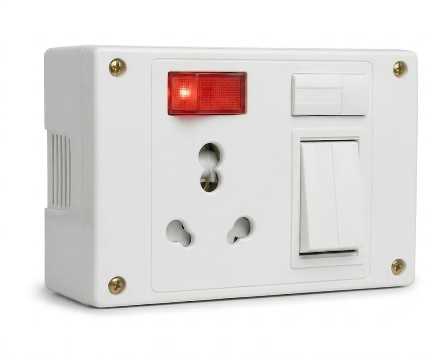 Anchor Penta Urea 5-In-1 Combined Unit (Porcelain) White 6A/16A Capton 5-In-1 with Box and 4 Fixing Holes (Model 38579)