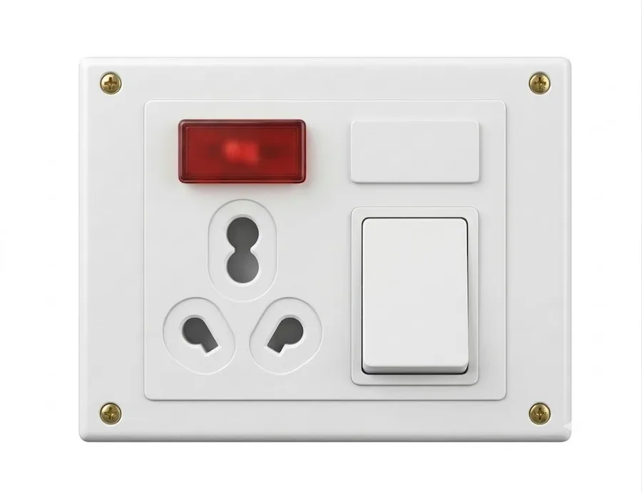 Anchor Penta Urea 5-In-1 Combined Unit (Urea Back Piece) White 6A/16A Euro Capton 5-In-1 with 4 Fixing Holes (Model 39986)