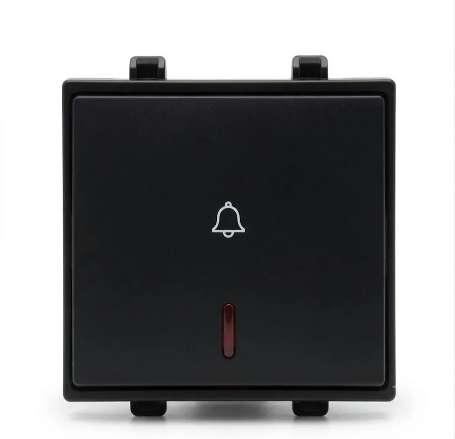 Anchor Penta Graphite Black 6A Bell Push with Neon 2 Module (Model 65066B)