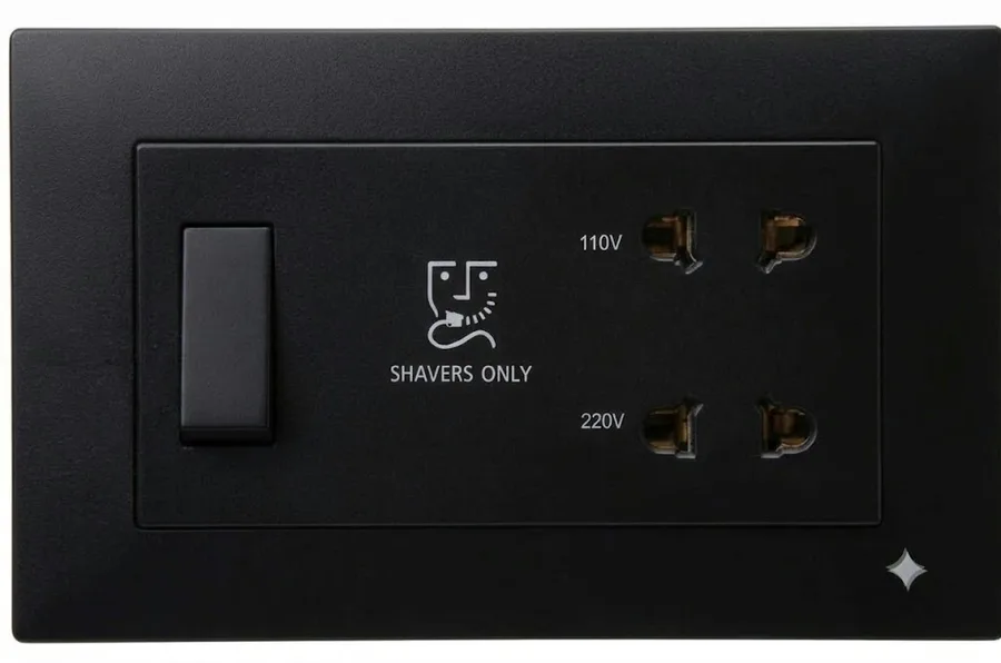 Anchor Penta Graphite Black 20A Shaver Socket with 4 Module Plate 240V~ (Model 65707B)