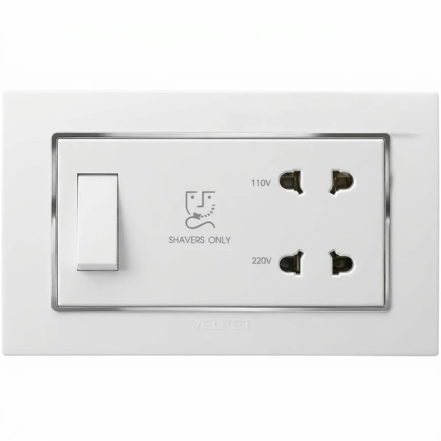 Anchor Penta White 20A Shaver Socket with 4 Module GINA Plate 240V~ (Model 65707-C)