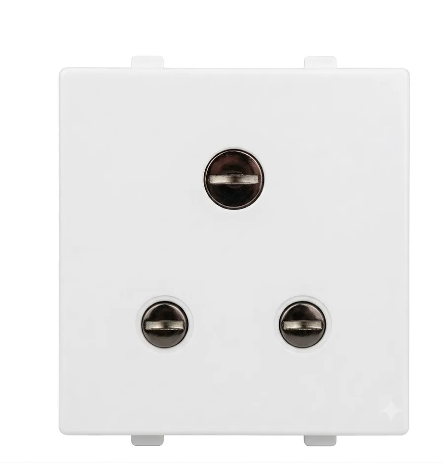 Anchor Rider White 6A 3 Pin Round Socket with Shutter ISI 2 Module (Model 47369)