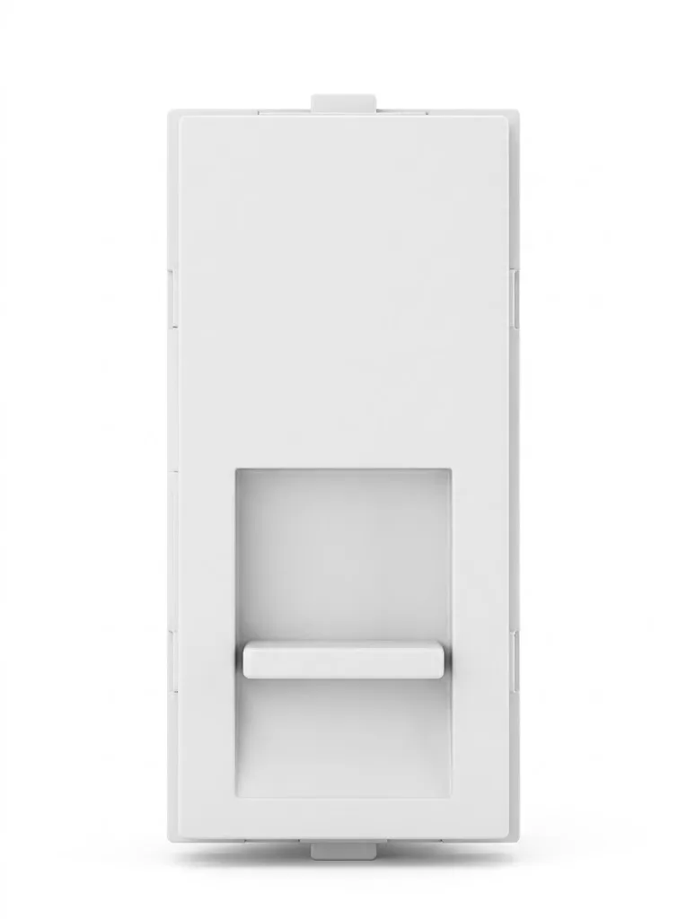 Anchor Rider White RJ45 Cat 6A Comp. Socket With Shutter 1 Module (Model 47658)