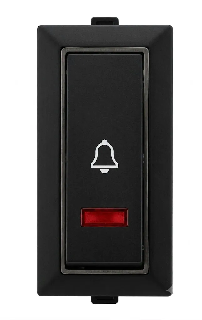 Anchor Rider Graphite Black 6A Bell Push Switch With Indicator Slim (Model 47105GB)