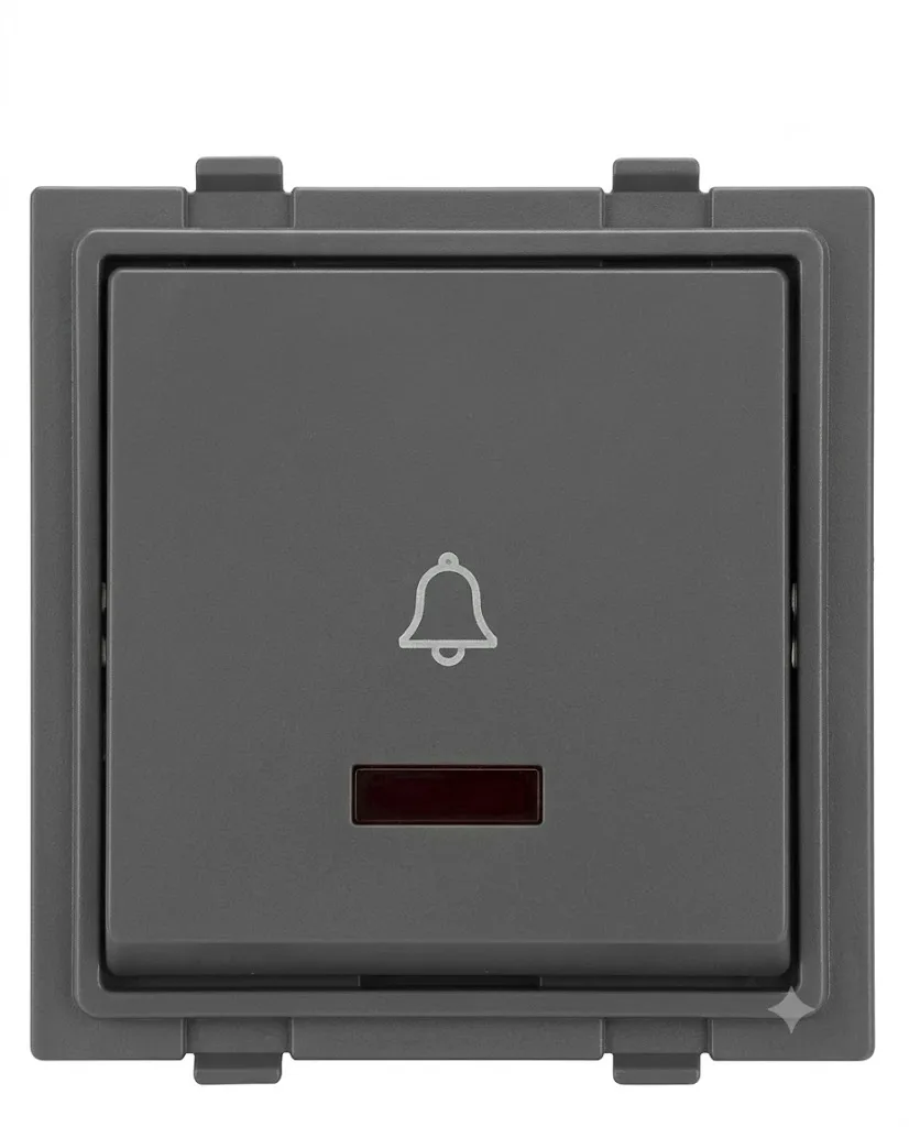 Anchor Rider Graphite Black 6A Bell Push Switch With Indicator Mega (Model 47205GB)