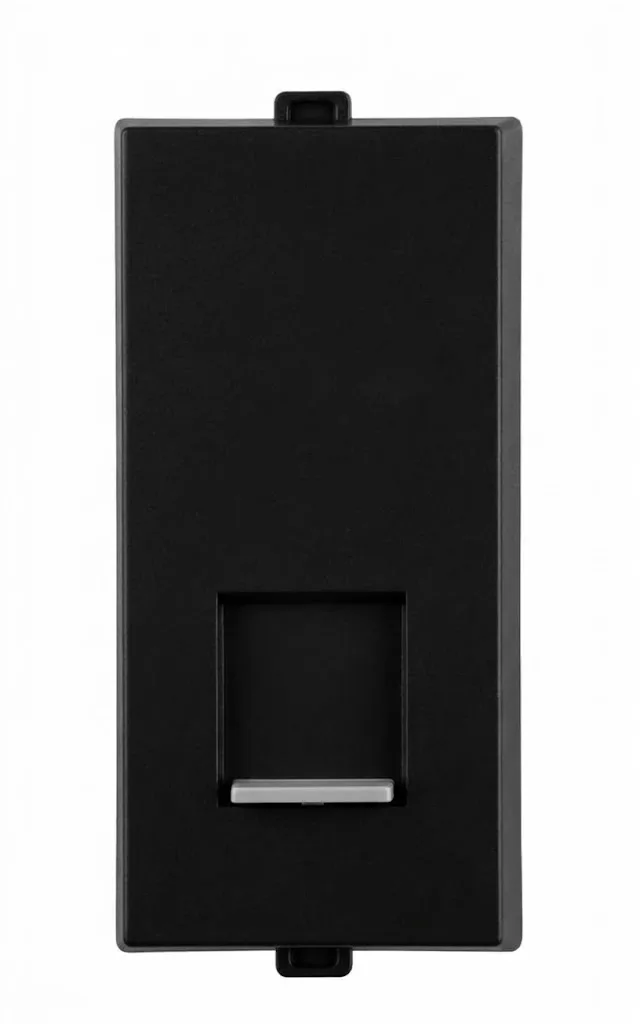 Anchor Rider Graphite Black RJ 11 Tel Jack Single With Shutter (Model 47611GB)