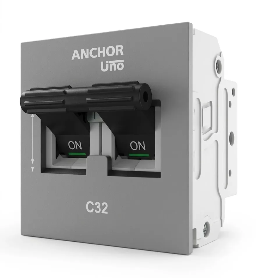 Anchor Rider Graphite Black 6A DP C Mini MCB (Model 47112GB)