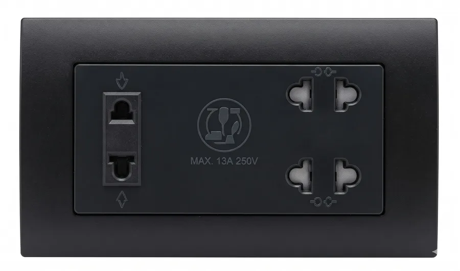 Anchor Roma Classic Shaver Socket 110/240V With Transformer 4 Module Matt Black (Model 22069MB)