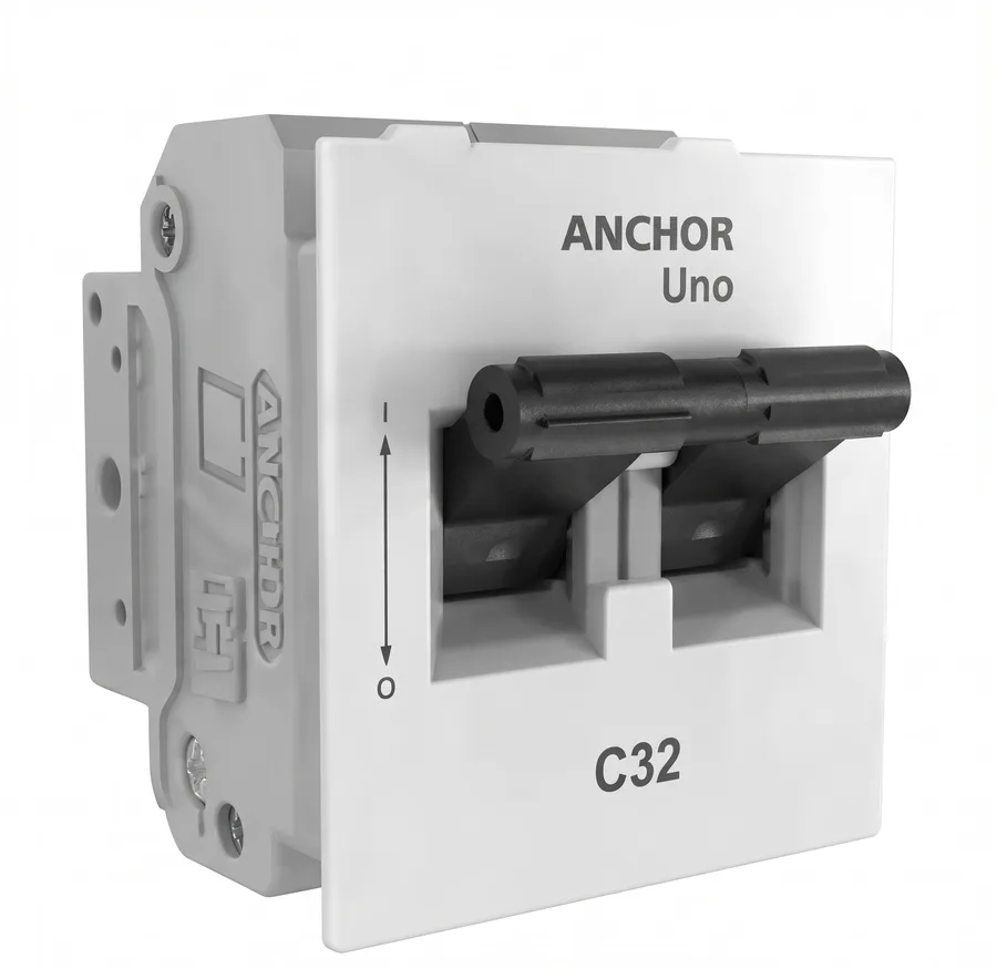 Anchor Roma Classic UNO MINI Modular 16A DP C-Curve MCB White (Model 98077)