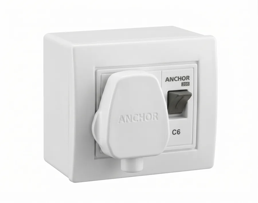 Anchor Roma Classic 3 Module Modular Surface AC Box 20A SP MCB & Plug Top Without Enclosure White (Model 98489)