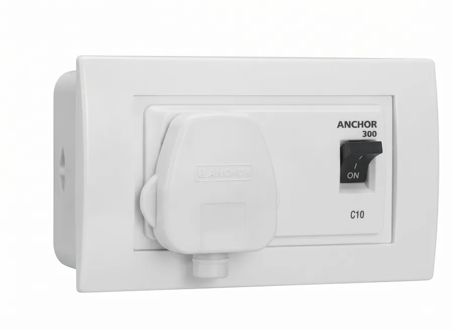 Anchor Roma Classic 4 Module Modular AC Box 20A DP MCB With Metal Enclosure & Plug Top White (Model 98492)
