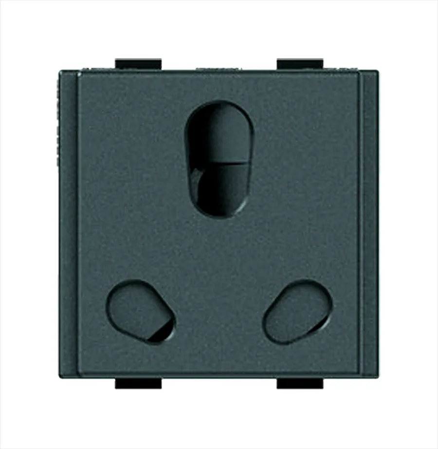 Anchor Roma Plus 6A/16A Twin Socket 2 Module Black (Model 279368)