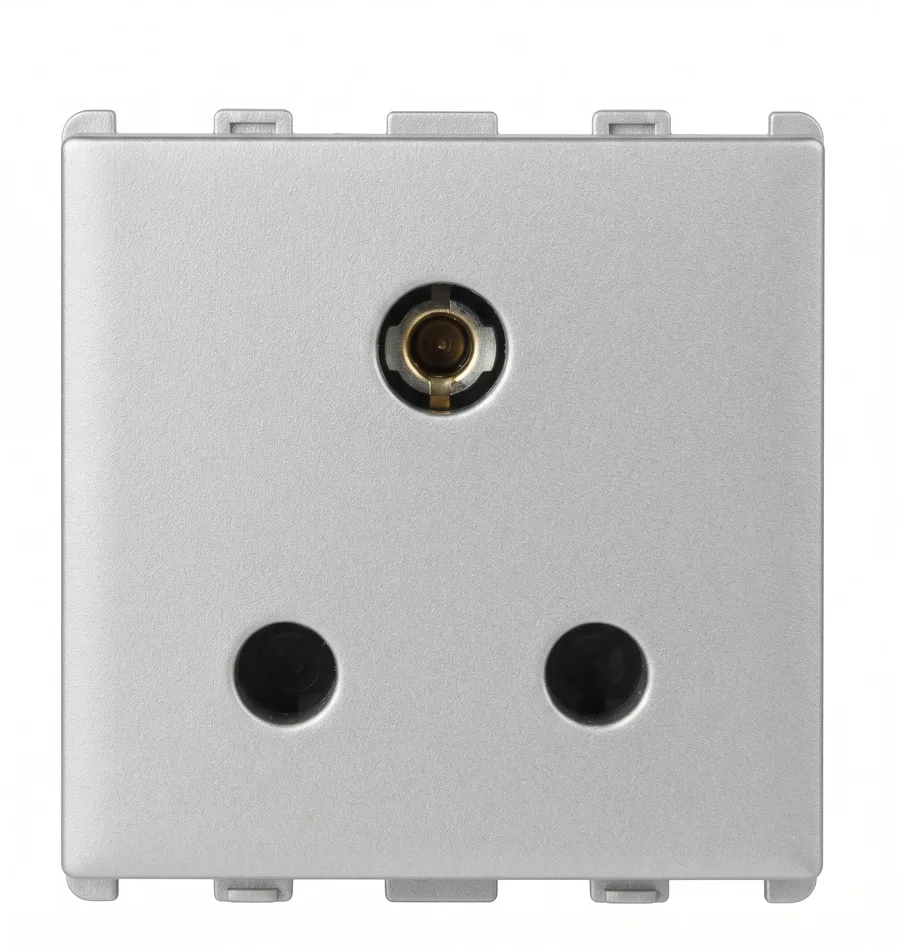 Anchor Roma Urban 6A 3 Pin Round Socket 2 Module With Safety Shutter Silver (Model 66402S)
