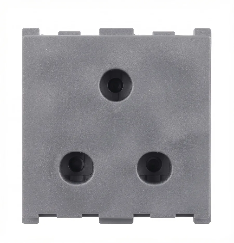 Anchor Roma Urban 6A 3 Pin Round Socket 2 Module With Safety Shutter Graphite Black (Model 66402GB)