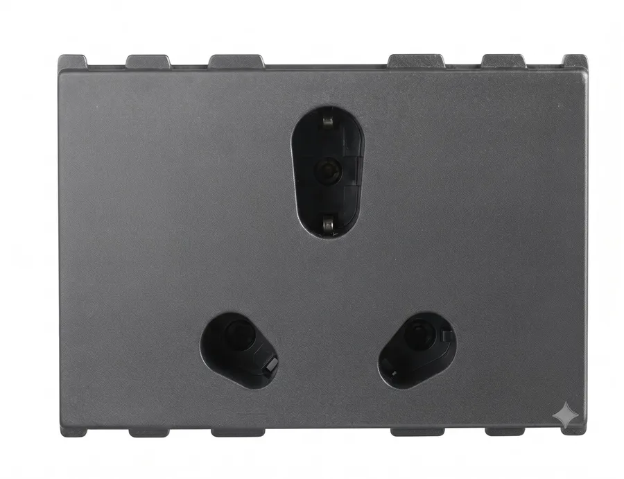 Anchor Roma Urban 6A/16A Twin Socket 3 Module With Safety Shutter Graphite Black (Model 66406GB)