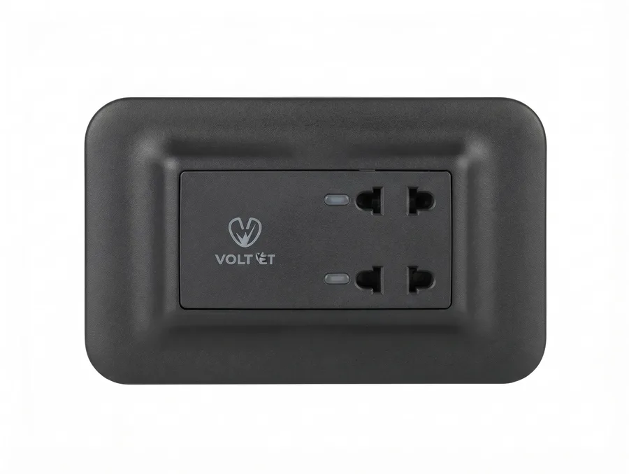 Anchor Roma Urban 20VA Shaver Socket With Transformer With 4 Module Curve Plate Black (Model 66704B)