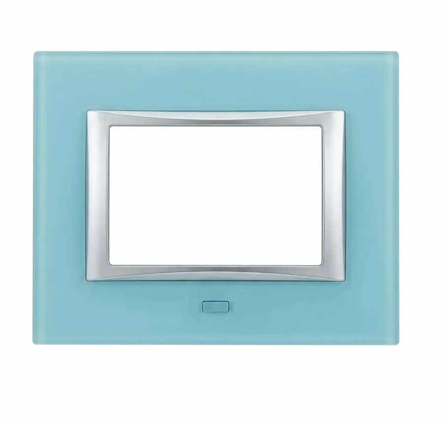 Anchor Roma Urban Clear 1 Module Glass Plate With Chrome Collar Aqua Blue (Model 66901GAB)