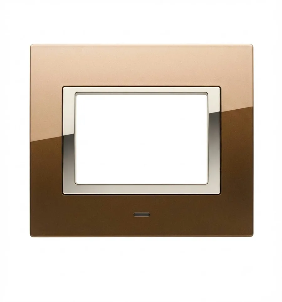 Anchor Roma Urban Clear 12 Module Glass Plate With Chrome Collar Starline Copper (Model 66912MSC)