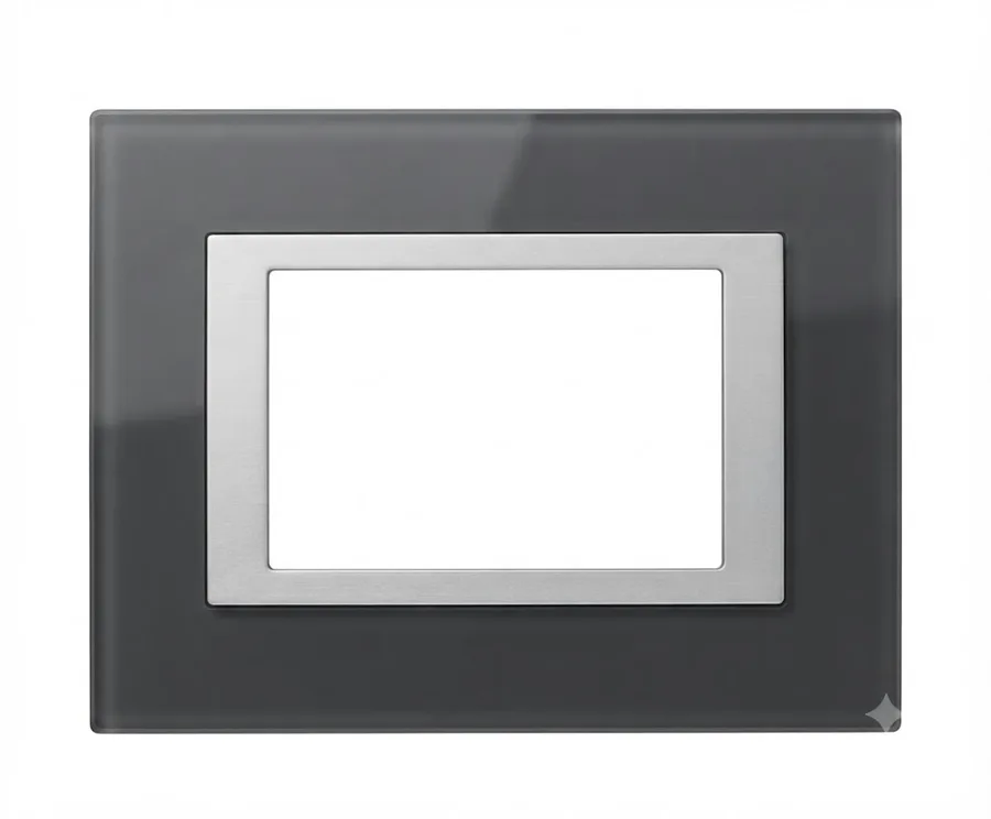 Anchor Roma Urban Clear 2 Module Glass Plate With Chrome Collar Starline Grey (Model 66902MSG)