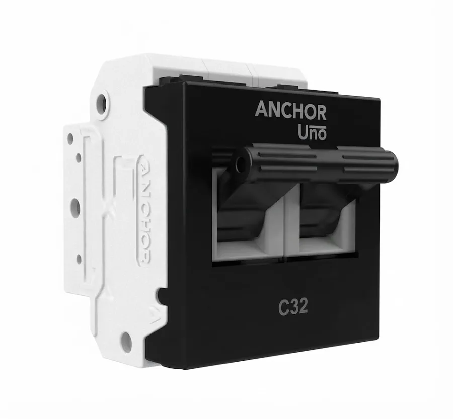 Anchor Tiona 16A DP C Curve Mini MCB Black (Model 86159B)