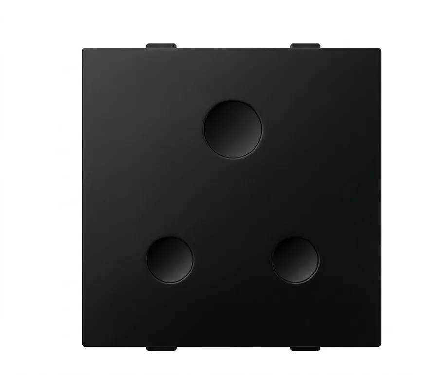 Anchor Ziva Black 6A 3 Pin Round Socket without Shutter 2 Module ISI (Model 68208B)