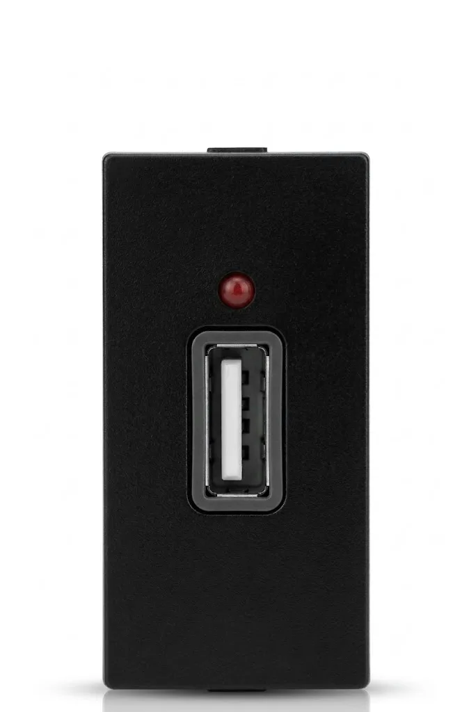 Anchor Ziva Black USB-A Charger Single Port (2.1A 5V DC) 1 Module (Model 68505B)