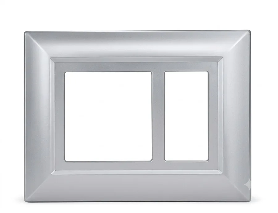 Anchor Ziva Shinning Silver Cover Plate with Base Frame 4 Module (Model 68904SS)