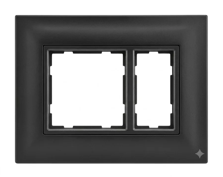 Anchor Ziva Black Cover Plate with Chrome Collar 12 Module (Model 68912B-C)