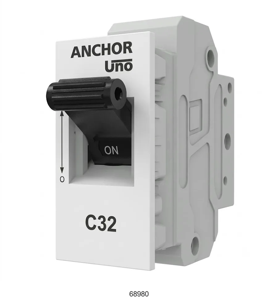 Anchor Ziva White 6A SP C Mini MCB (Model 68980)