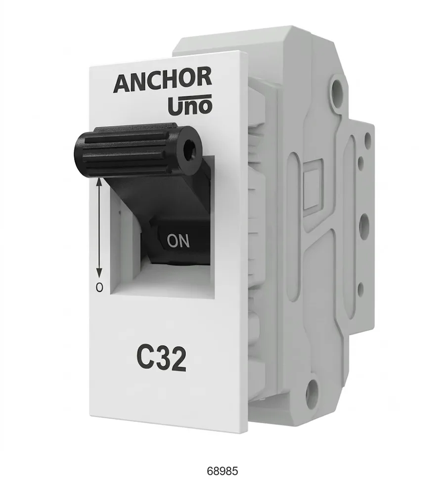 Anchor Ziva White 32A SP C Mini MCB (Model 68985)