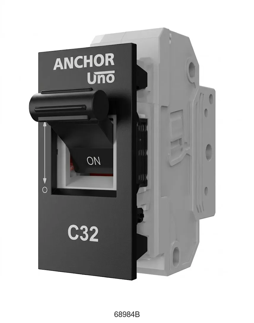Anchor Ziva Black 25A SP C Mini MCB (Model 68984B)