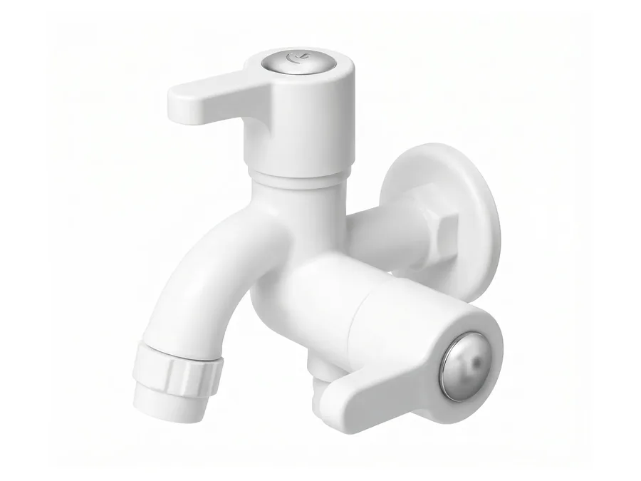 Casper 2 in 1 Bib Cock with Flange PTMT Tap | Sparsh Pearl
