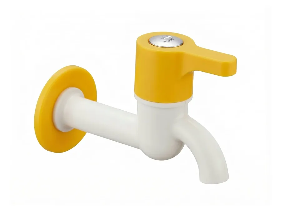Casper Plus Long Body Bib Cock with Flange PTMT Tap | Sparsh Pearl