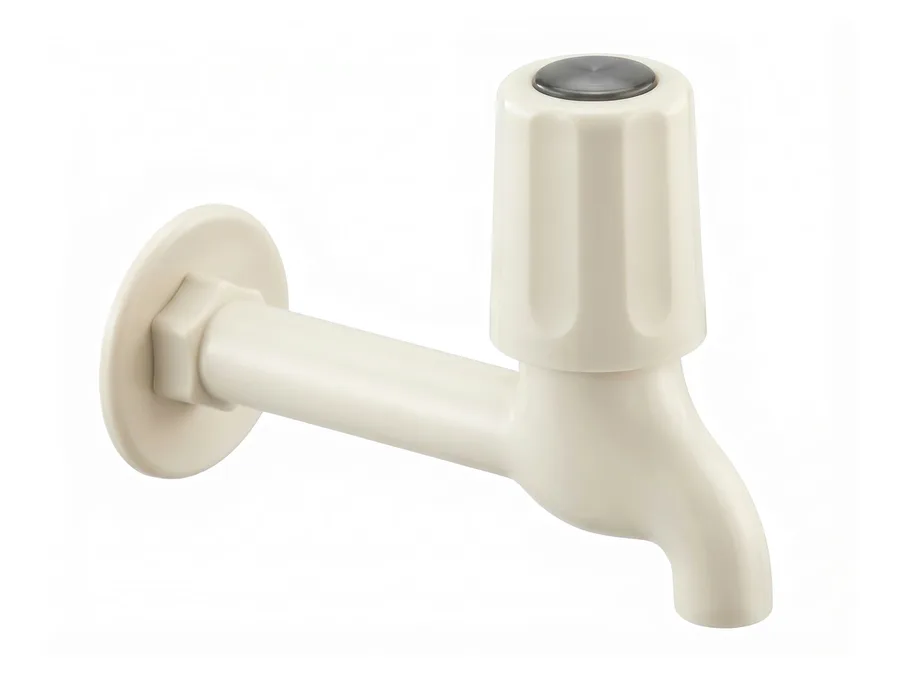 Standard Quarter Turn Long Body Bib Cock with Flange PTMT Tap | Sparsh Pearl