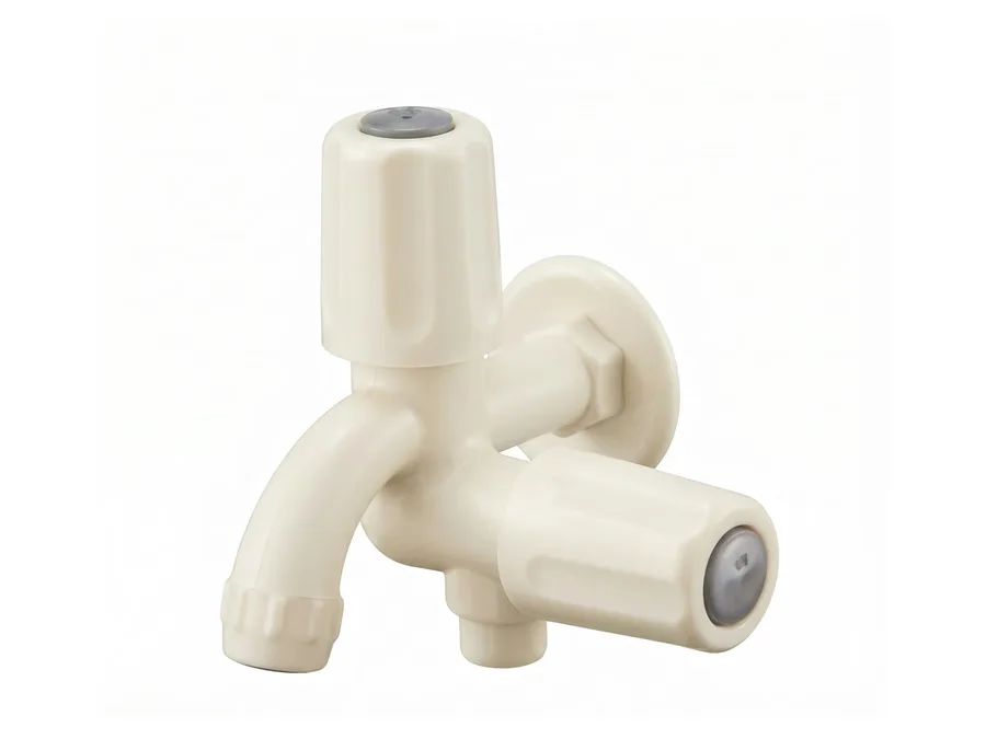 Standard Quarter Turn 2 in 1 Bib Cock with Flange PTMT Tap | Sparsh Pearl