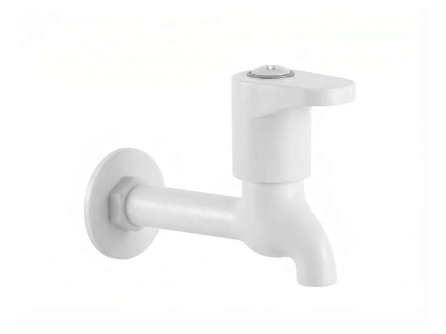 Royal Long Body Bib Cock with Flange PTMT Tap | Sparsh Pearl
